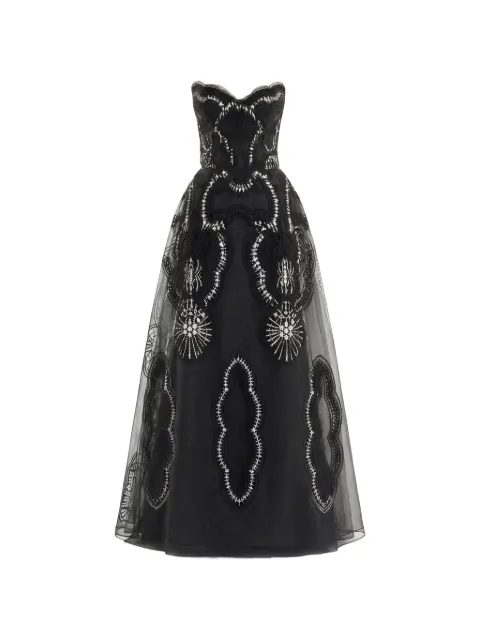 Gemy Maalouf embroidered strapless dress Black GMSS267810LD