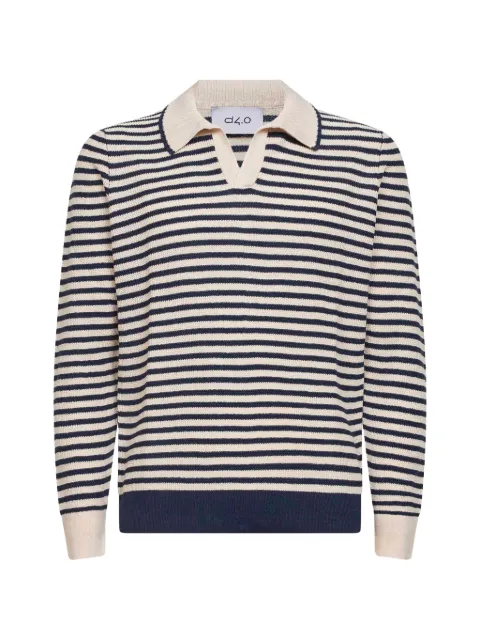 D4.0 striped-pattern polo shirt Neutrals 5715018669598