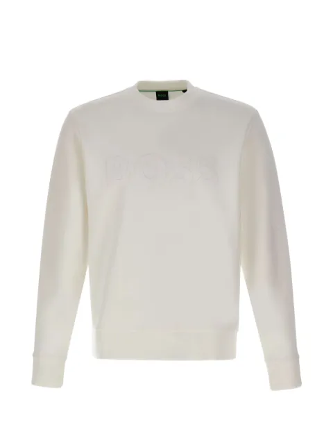 BOSS logo ribbed crew-neck sweatshirt Neutrals 50555516
