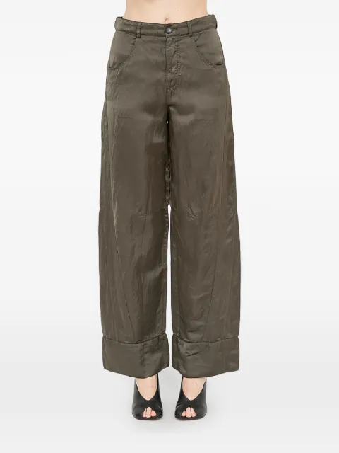 Andrea Ya'aqov high-cuff trousers Brown 26WSFT82VICOSELINENCOTTON