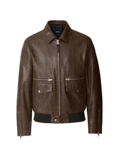 Mackage Jakari-Snk snakeskin-effect zipped leather jacket Brown P003873JAKARISNK