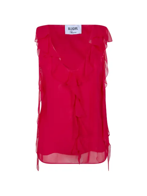 Blugirl ruffled silk top Pink RA6063TS441