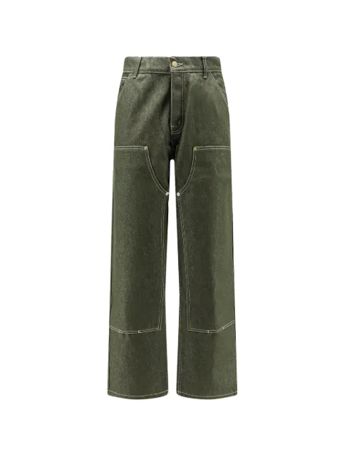 WALK IN PARIS double knee logo embroidery trousers Green GREENDENIMDOUBLEKNEEGREENCOTTON