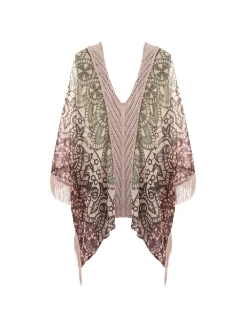 Cecilia Prado Ava fringe V-neck kaftan Neutrals 25516