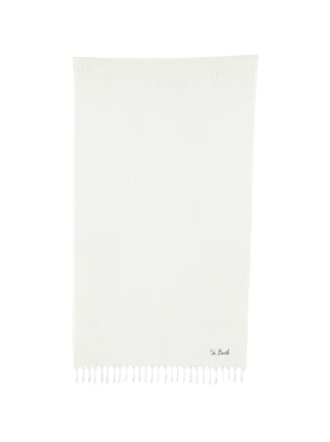 MC2 Saint Barth Kids stripe-pattern fringed beach towel Neutrals FOUL002