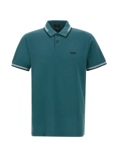 BOSS contrast-trim logo polo shirt Green 50506193