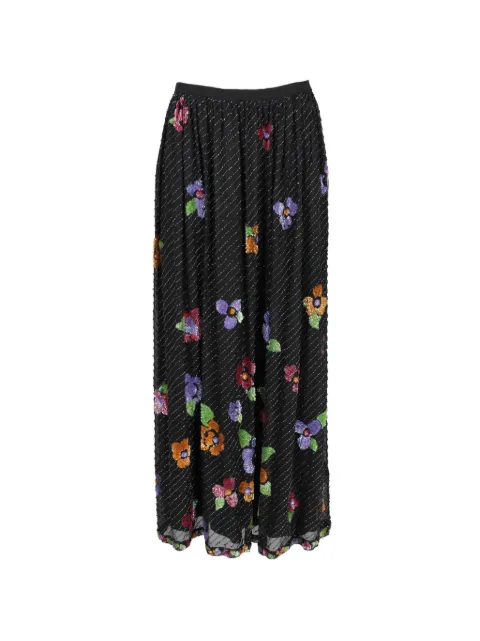 Vintage beaded floral skirt Black W202606032