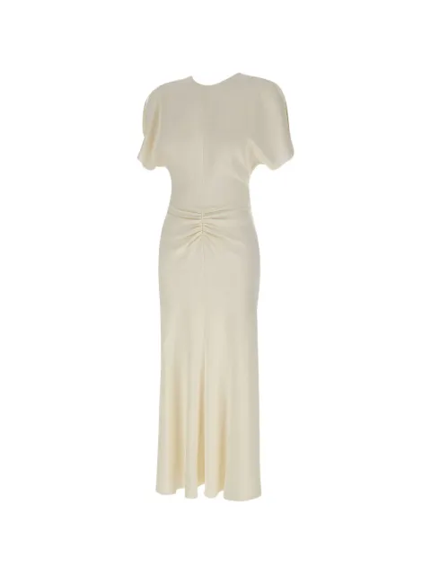 Victoria Beckham Bela pleated V-back dress White 1226WDR005227AIVORY