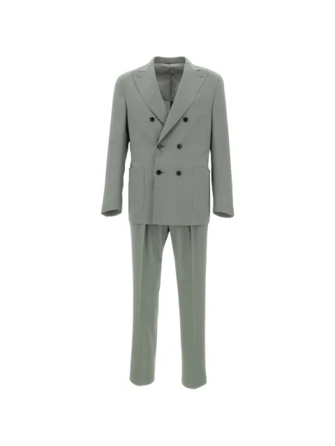 Corneliani double-breasted patch pocket suit Green 27NG0127184890507R