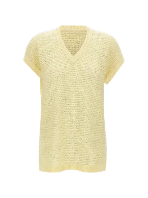 Fabiana Filippi micro sequins V-neck sweater Yellow MAD276F531M120VR2