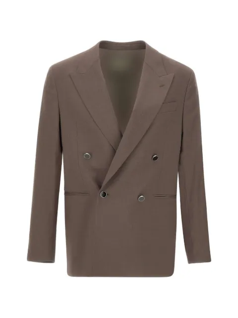 Manuel Ritz double-breasted peak lapel blazer Brown 4032G2002Y26000029