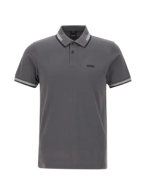 BOSS contrast-trim cotton polo shirt Grey 50506193