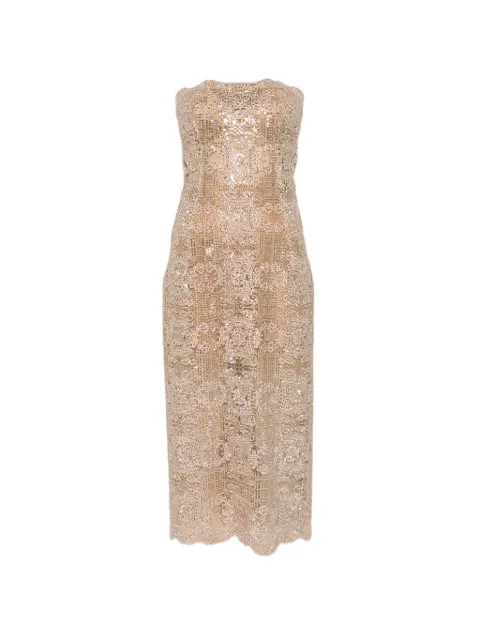 Ermanno Scervino strapless midi dress Neutrals D482Q701FDCTUEO