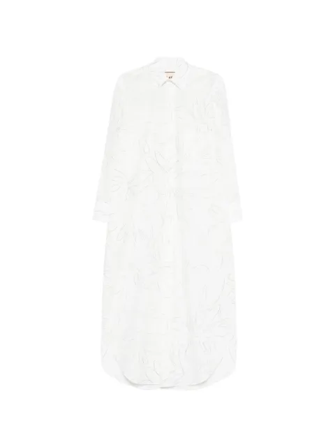 Plan C floral-pattern shirt midi dress White ABCAB63L08TC127