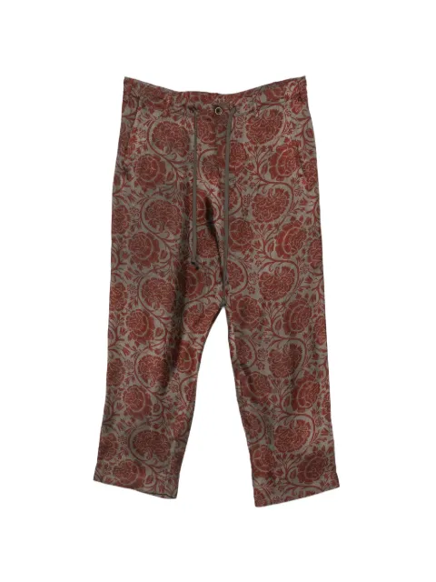 Uma Wang Perch floral-print drawstring trousers Neutrals UM3517