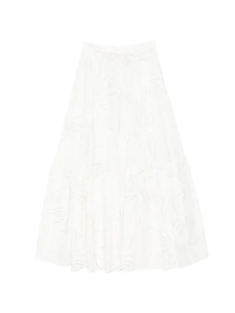 Plan C floral-print tiered maxi skirt White GOCAA07L08TC127