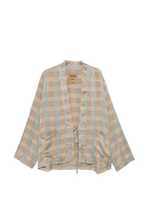 Uma Wang check-pattern tie-fastening jacket Neutrals UM6512