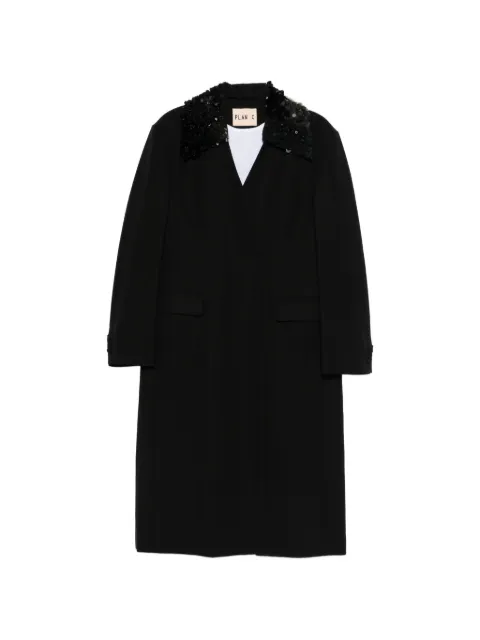 Plan C sequin-embellishment coat Black CSCAH33R01TC109