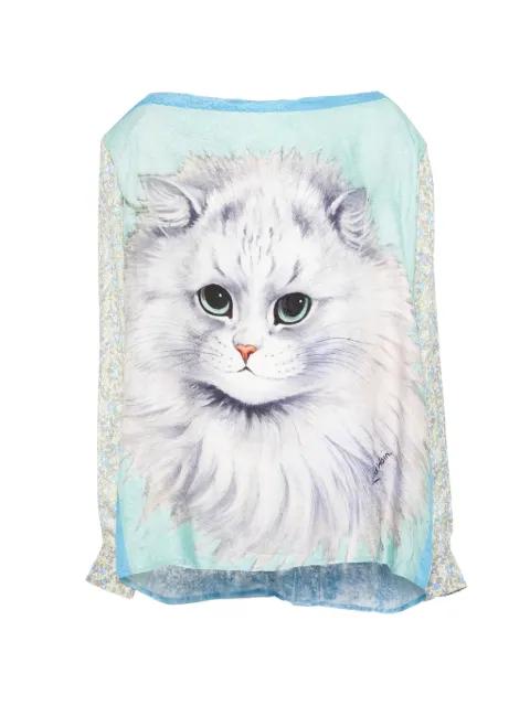Barbara Bologna cat-print tie-neck blouse Blue BONS69COMECAMPIONE