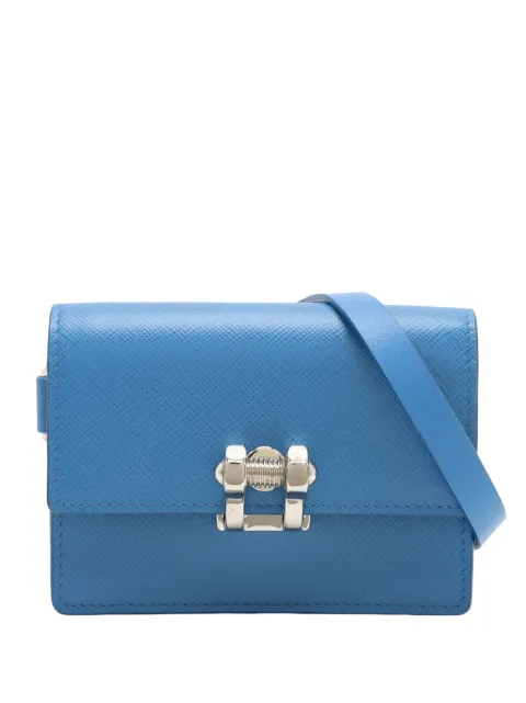 Prada Pre-Owned 2000-2025 Mini Saffiano Screw Lock crossbody bag Blue DVFPFUPJLQN7D9MB