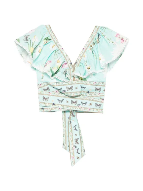 Paper Lace ruffled floral top Green P26A707