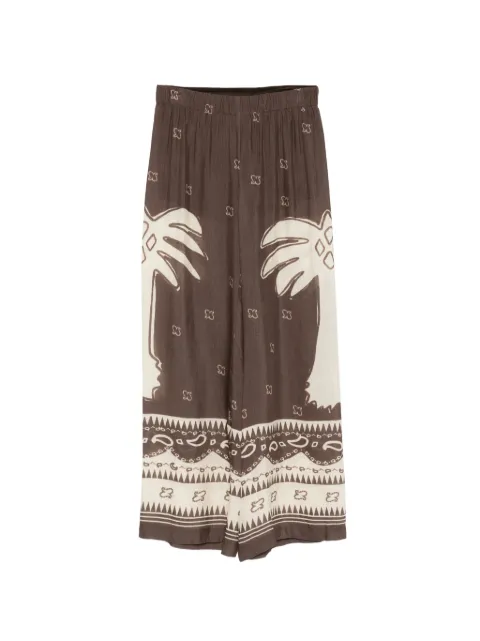 Ottod'Ame palm-tree-print palazzo pants Brown CIQDP0018