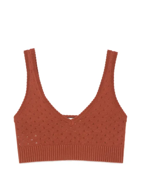 Plan C V-neck knitted top Brown RGCCH01A00FC001