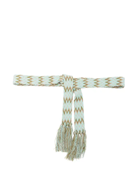 Pierre-Louis Mascia zigzag-knit tassel-detail belt Neutrals PLMNASTR03CI1A