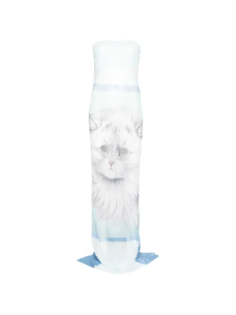 Barbara Bologna cat-print strapless maxi dress Blue FLYS000BCOMECAMPIONE