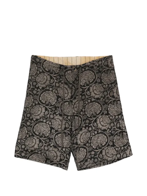 Uma Wang floral-print drawstring shorts Black UM3522
