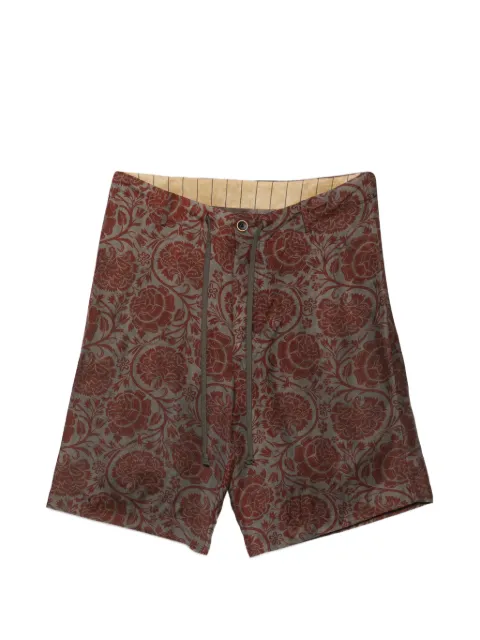 Uma Wang floral-print drawstring shorts Red UM3522