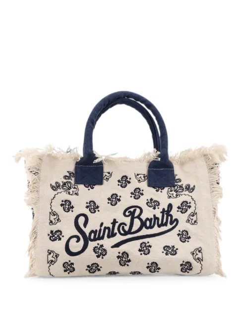 MC2 Saint Barth Vanity paisley-print frayed tote bag Neutrals VANI03009176L1061