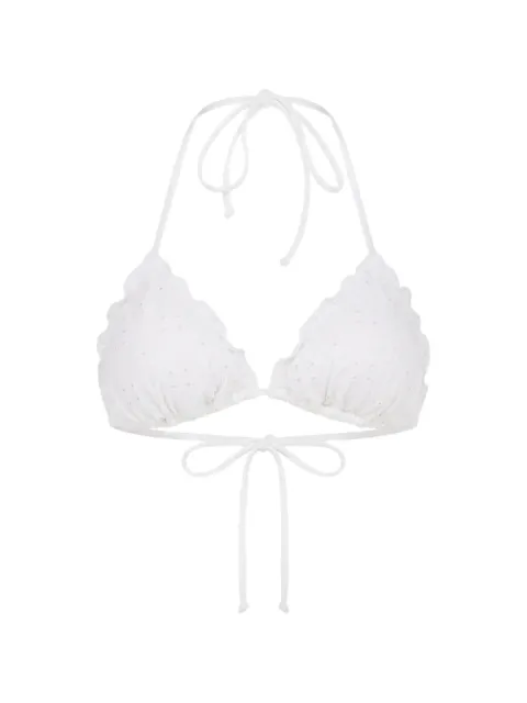 MC2 Saint Barth Sagittarius broderie-anglaise triangle bikini top White SAG0001