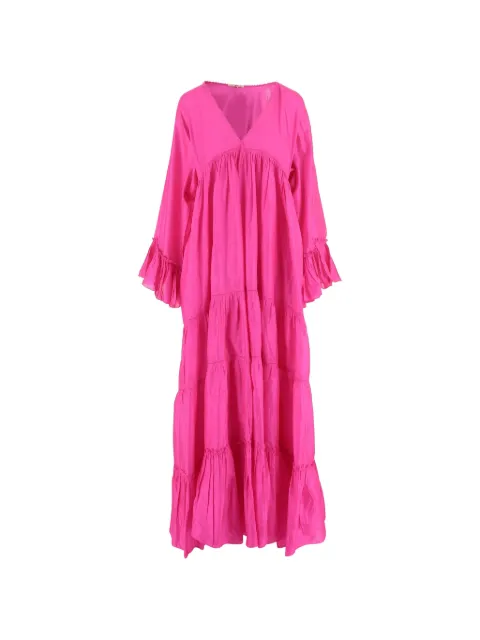 Pero ruffled V-neck silk dress Pink DLWPDFRL01FUCSIA