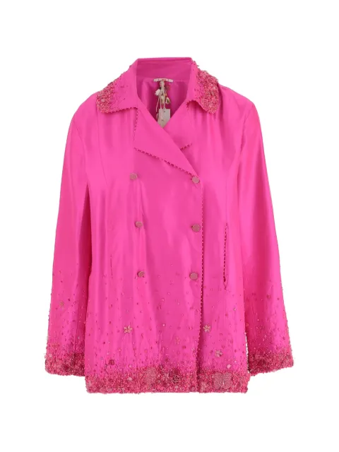 Pero double-breasted silk jacket Pink DLWPJMA04E