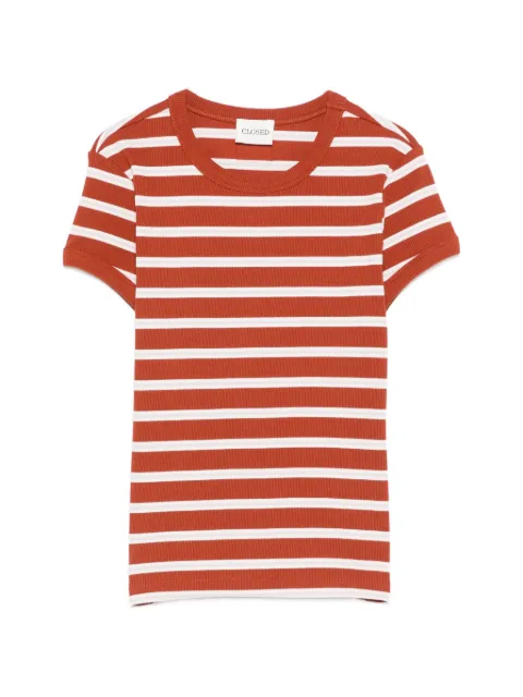 Closed striped rib-knit T-shirt Orange C9576642TST