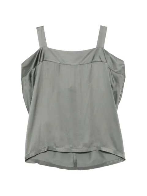 COLLECTION PRIVEE? Satik cold-shoulder satin top Green RA7069SATIK