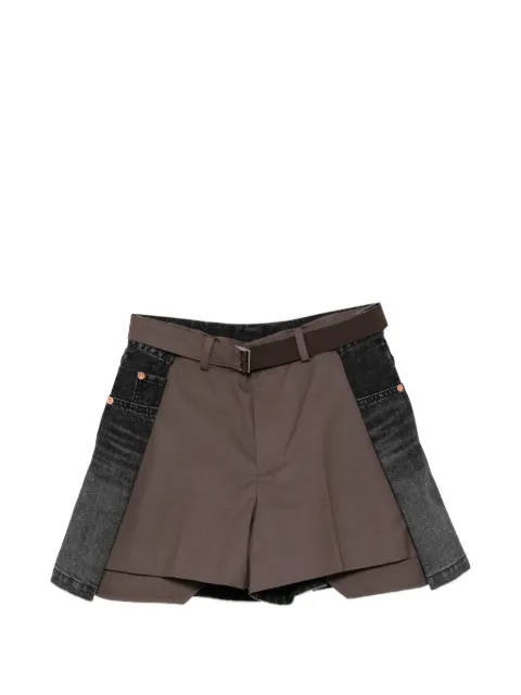sacai hybrid denim-panel shorts Brown 2608435