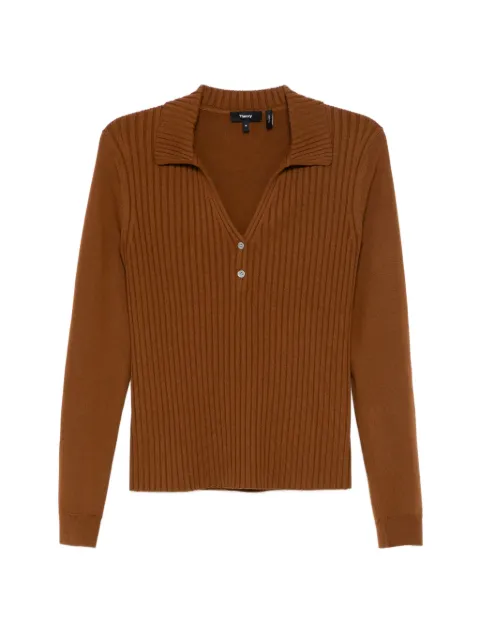 Theory ribbed polo top Brown Q0111705