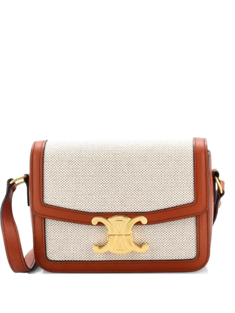 Celine Pre-Owned Triomphe Shoulder Bag Canvas with Leather Teen crossbody bag Brown MS0X3M7DBEHTAFTX