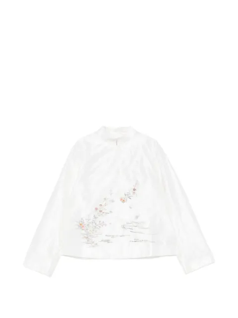 SHIATZY CHEN satin embroidered mandarin collar jacket White 160016