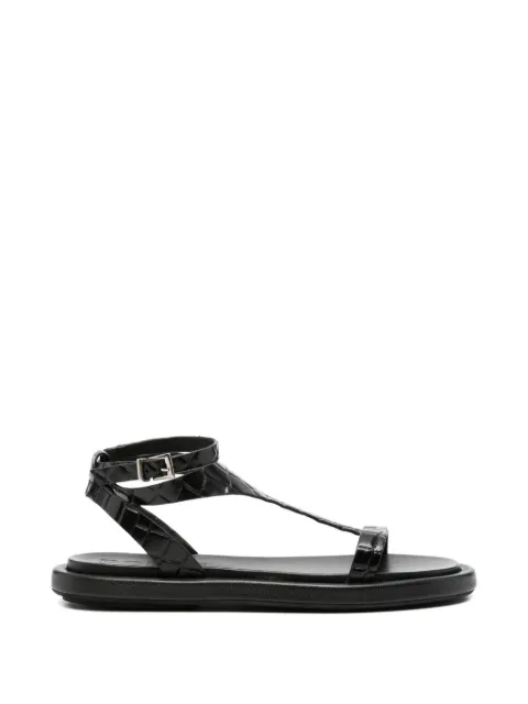 POEVE Nairobi croc-effect t-bar sandals Black ARE12
