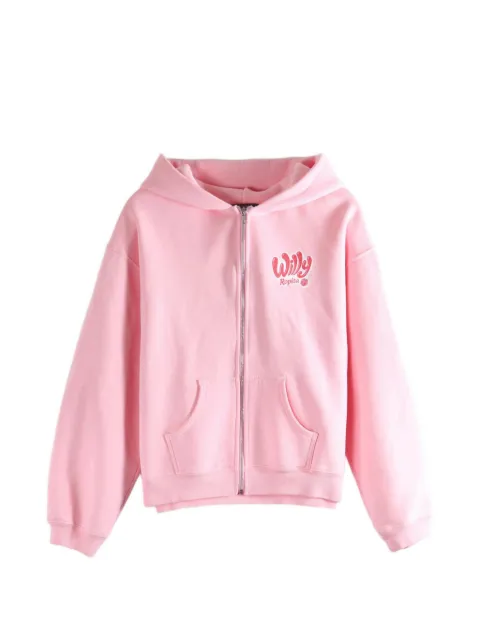 Willy Chavarria Willy Ropita shrunken logo-print zip-up hoodie Pink WCJSY0205