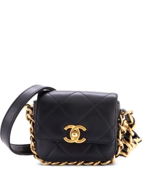 CHANEL Pre-Owned Framing Chain Flap Bag Quilted Calfskin Mini crossbody bag Black UMFQS26BBPRO8QL6