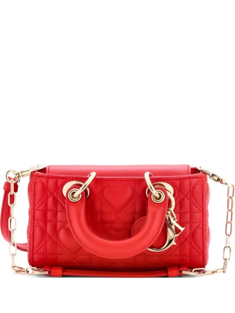 Christian Dior Pre-Owned Lady D-Joy Bag Heart Cannage Quilt Leather Micro satchel Red T743TWUHSIV8AXUL