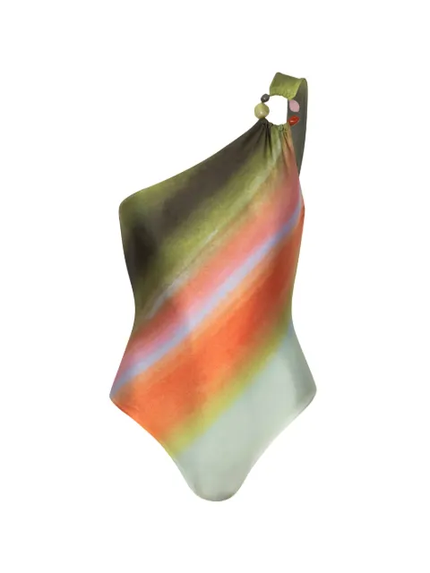 Baobab Saka one-shoulder ring-detail swimsuit Green 6521694