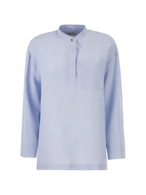 'S Max Mara patch-pocket linen polo top Blue 2619111013600