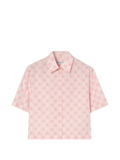 Burberry cropped Knight checkerboard​ cotton shirt Pink 8123698