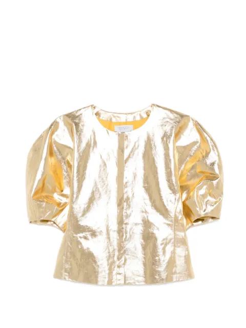 Gabriela Hearst Waverly puff-sleeve top Gold 2261795LI042F01