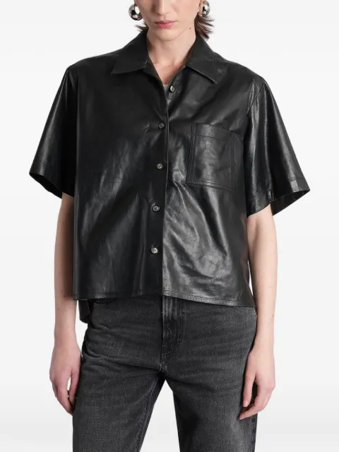 Haikure short-sleeve leather shirt Black HEW06102PL007